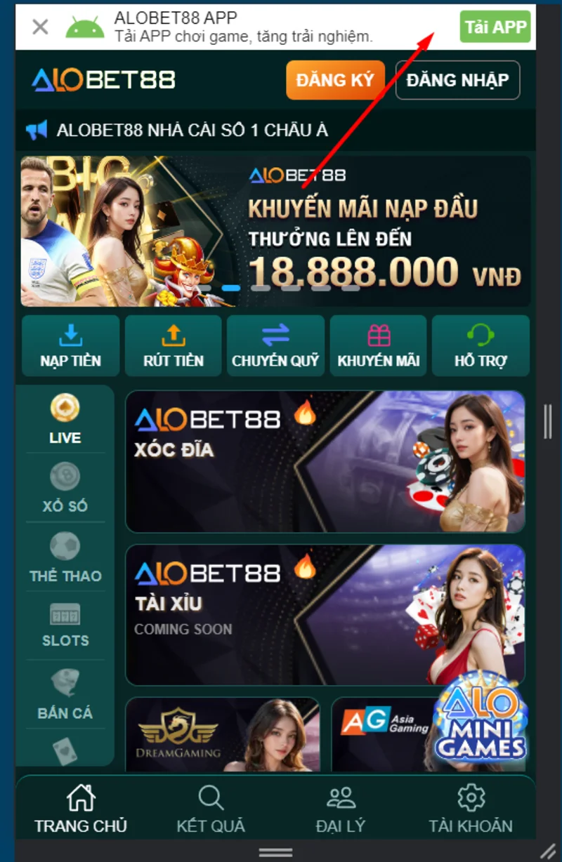 Lỗi tải app alobet88 khi gặp phải hãy kiểm tra kết nối internet